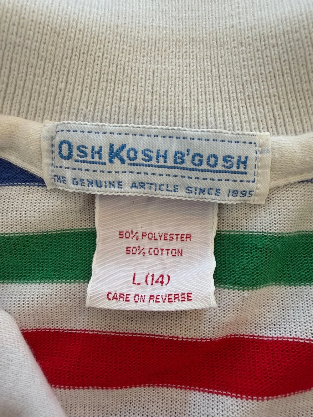 OshKosh B'gosh Red, Blue, Green & White Striped Polo